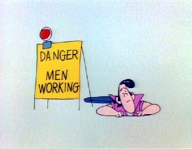 Screenshots from the 1978 Focus Design, Inc. cartoon A Victim of Gravity