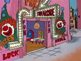 Screenshots from the 1978 DePatie Freleng cartoon Pink Arcade