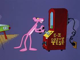Screenshots from the 1978 DePatie Freleng cartoon Pink Arcade