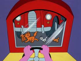 Screenshots from the 1978 DePatie Freleng cartoon Pink Arcade