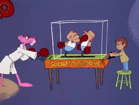 Screenshots from the 1978 DePatie Freleng cartoon Pink Arcade