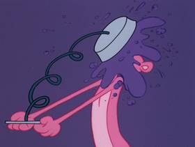 Screenshots from the 1978 DePatie Freleng cartoon Pink Arcade