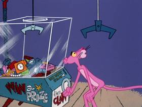 Screenshots from the 1978 DePatie Freleng cartoon Pink Arcade