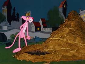 Screenshots from the 1978 DePatie Freleng cartoon Pink and Shovel