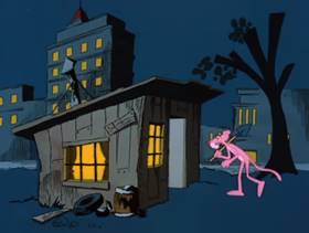 Screenshots from the 1978 DePatie Freleng cartoon Pink and Shovel