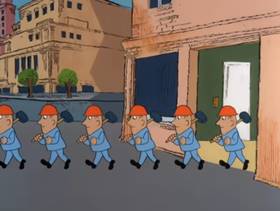 Screenshots from the 1978 DePatie Freleng cartoon Pink and Shovel