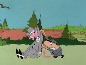 Screenshots from the 1978 DePatie Freleng cartoon Pink Press