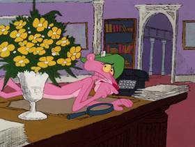 Screenshots from the 1978 DePatie Freleng cartoon Pink Press