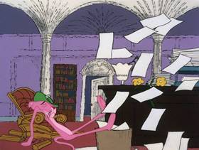 Screenshots from the 1978 DePatie Freleng cartoon Pink Press