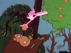 Screenshots from the 1978 DePatie Freleng cartoon Pink Bananas