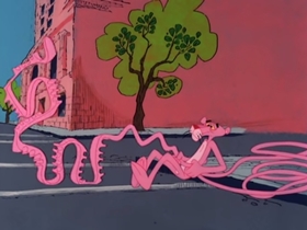 Screenshots from the 1978 DePatie Freleng cartoon PinkTails for Two