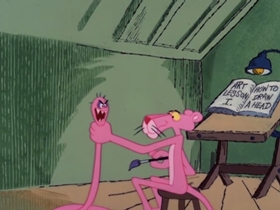 Screenshots from the 1978 DePatie Freleng cartoon PinkTails for Two