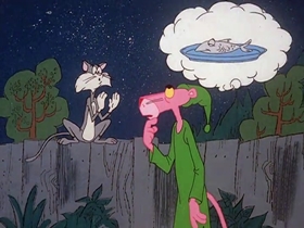 Screenshots from the 1978 DePatie Freleng cartoon Pink Z-Z-Z