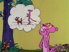 Screenshots from the 1978 DePatie Freleng cartoon Pet Pink Pebbles