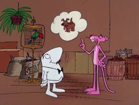 Screenshots from the 1978 DePatie Freleng cartoon Pet Pink Pebbles