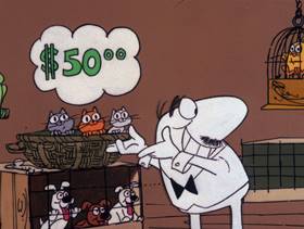 Screenshots from the 1978 DePatie Freleng cartoon Pet Pink Pebbles