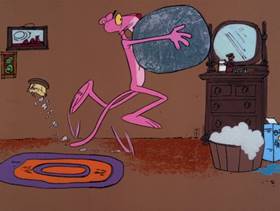 Screenshots from the 1978 DePatie Freleng cartoon Pet Pink Pebbles