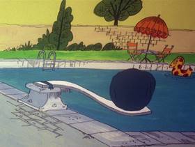 Screenshots from the 1978 DePatie Freleng cartoon Pet Pink Pebbles