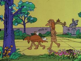 Screenshots from the 1978 DePatie Freleng cartoon Pet Pink Pebbles