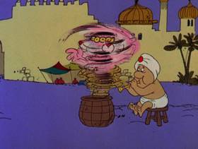 Screenshots from the 1978 DePatie Freleng cartoon The Pink of Bagdad