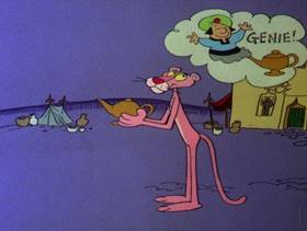 Screenshots from the 1978 DePatie Freleng cartoon The Pink of Bagdad