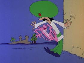 Screenshots from the 1978 DePatie Freleng cartoon The Pink of Bagdad