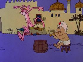 Screenshots from the 1978 DePatie Freleng cartoon The Pink of Bagdad