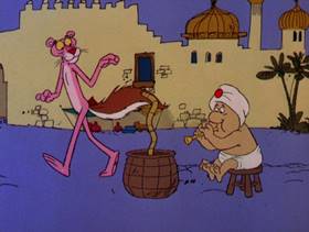 Screenshots from the 1978 DePatie Freleng cartoon The Pink of Bagdad