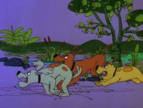 Screenshots from the 1978 DePatie Freleng cartoon The Pink of Bagdad