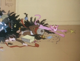 Screenshots from the 1978 DePatie Freleng cartoon Pink Panther in "A Pink Christmas"