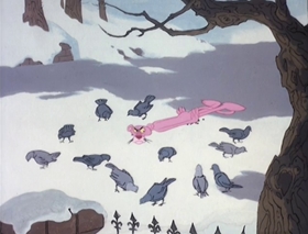 Screenshots from the 1978 DePatie Freleng cartoon Pink Panther in "A Pink Christmas"