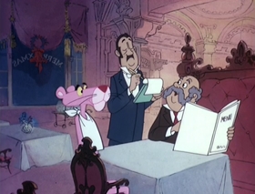 Screenshots from the 1978 DePatie Freleng cartoon Pink Panther in "A Pink Christmas"