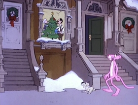 Screenshots from the 1978 DePatie Freleng cartoon Pink Panther in "A Pink Christmas"