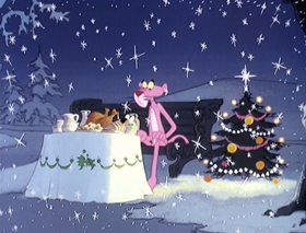 Screenshots from the 1978 DePatie Freleng cartoon Pink Panther in "A Pink Christmas"