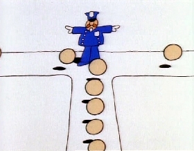 Screenshots from the 1979 Focus Design, Inc. cartoon The Body Machine