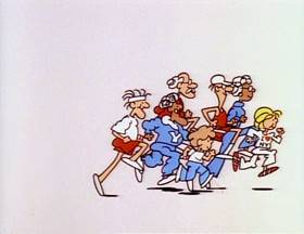 Screenshots from the 1979 Focus Design, Inc. cartoon Do the Circulation
