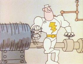 Screenshots from the 1979 Focus Design, Inc. cartoon Electricity, Electricity