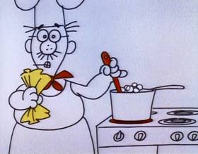 Screenshots from the 1979 Focus Design, Inc. cartoon Telegraph Line