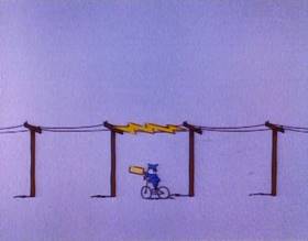 Screenshots from the 1979 Focus Design, Inc. cartoon Telegraph Line