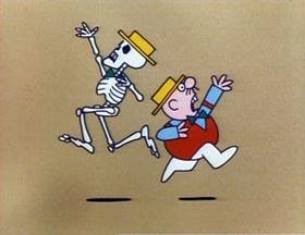 Screenshots from the 1979 Focus Design, Inc. cartoon Them Not-So-Dry Bones