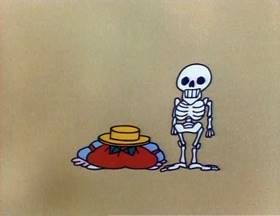 Screenshots from the 1979 Focus Design, Inc. cartoon Them Not-So-Dry Bones