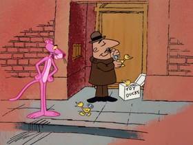 Screenshots from the 1979 DePatie Freleng cartoon Pink Quackers