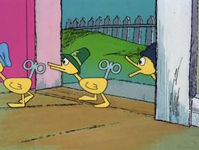 Screenshots from the 1979 DePatie Freleng cartoon Pink Quackers