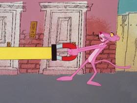 Screenshots from the 1979 DePatie Freleng cartoon Pink Pull