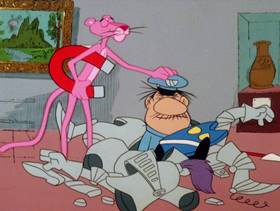 Screenshots from the 1979 DePatie Freleng cartoon Pink Pull