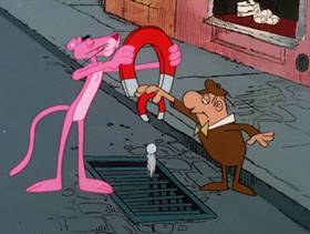 Screenshots from the 1979 DePatie Freleng cartoon Pink Pull