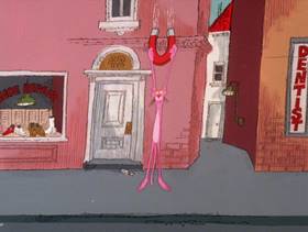 Screenshots from the 1979 DePatie Freleng cartoon Pink Pull