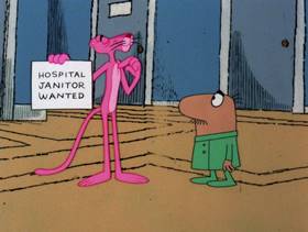 Screenshots from the 1979 DePatie Freleng cartoon Doctor Pink