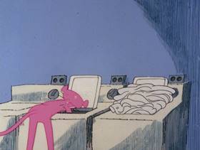 Screenshots from the 1979 DePatie Freleng cartoon Pink Suds