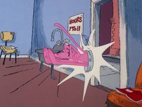 Screenshots from the 1979 DePatie Freleng cartoon Pink Suds